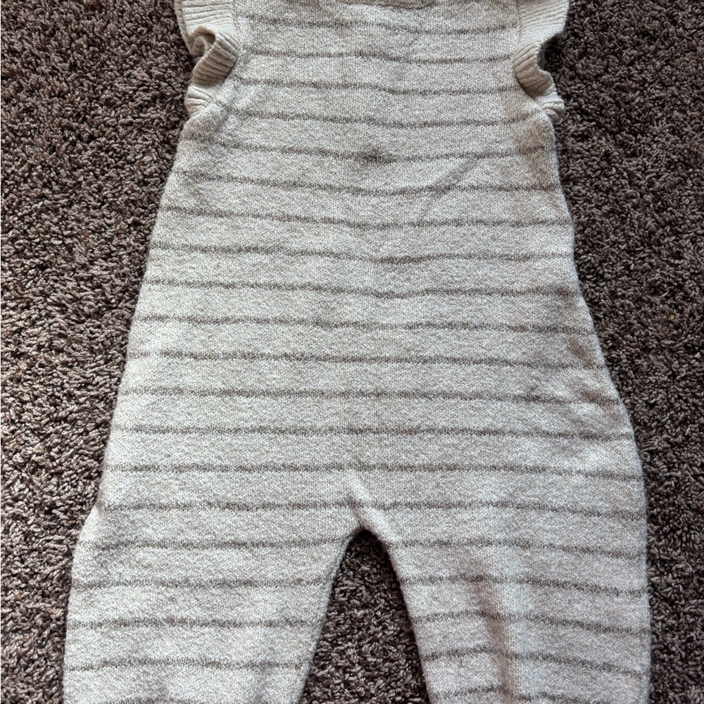 Quincy Mae Cream Knit Baby Overalls